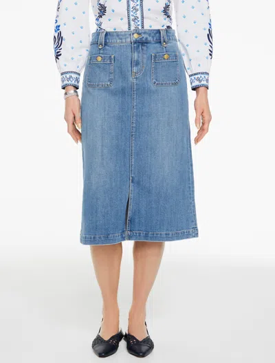 Talbots Petite - Denim A-line Midi Skirt - Pacifica Wash - 14