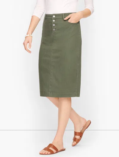 Talbots Petite - Denim Pencil Skirt - Summer Sage - 4  In Green