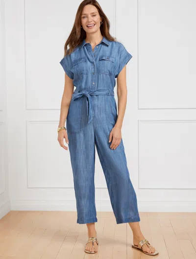 Talbots Petite - Denim Tie Waist Jumpsuit Dress - Siesta Wash - 16
