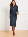 Talbots Petite - Denim Tie Waist Midi Shirtdress - Midnight Wash - Large - 100% Cotton  In Midnight Wash