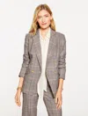Talbots Petite - Double Breasted Blazer - Glen Plaid - Ivory - 10  In Brown