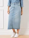 Talbots Petite - Drop Hem Denim Midi Skirt - Spring Wash - 16  In Spring Wash