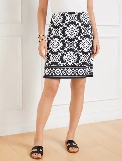 Talbots Petite - Effortless Jersey A-line Skirt - Curly Medallion - Black/white - Xl  In Black,white