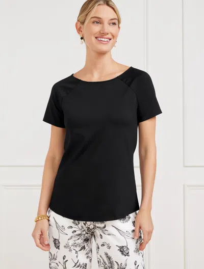 Talbots Petite - Effortless Jersey Bateau Neck T-shirt - Black - Large