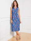 Talbots Plus Size -  Effortless Jersey Tie Waist Midi Dress - Seaside Paisley - Lakeshore Blue - 3x In Lakeshore Blue