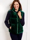 Talbots Effortless Velvet Puffer Vest - Highland Green - 1x  In Highland Green