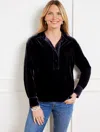 Talbots Plus Size - Effortless Velvet Short Popover Shirt Shirt - Blue - X  In Blue