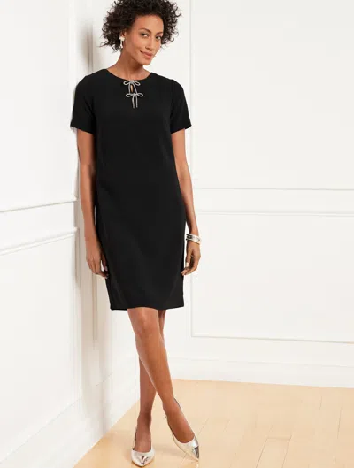 Talbots Embellished Bow Crepe A-line Dress - Black - 20