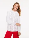 Talbots Petite - Embellished Eyelet Poplin Top - White - Xl - 100% Cotton  In White