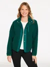 Talbots Petite - Embossed Sherpa Jacket - Pine Grove - Xl  In Green