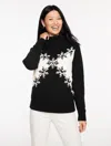 Talbots Petite - Embroidered Mockneck Sweater - Snowflake - Black/ivory - Xl  In Black