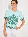 Talbots Petite - Embroidered Top - Blue Ice - Xl  In Blue Ice