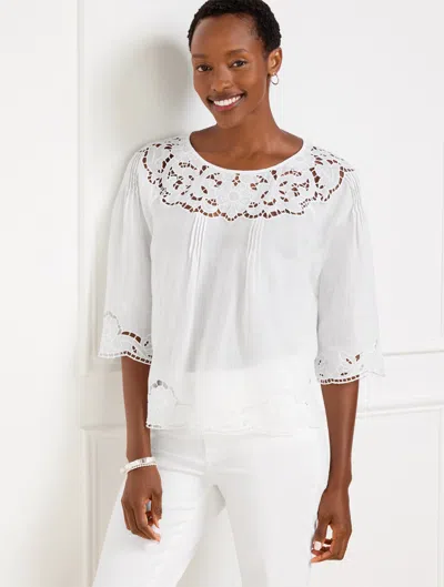 Talbots Petite - Embroidered Top - White - Large