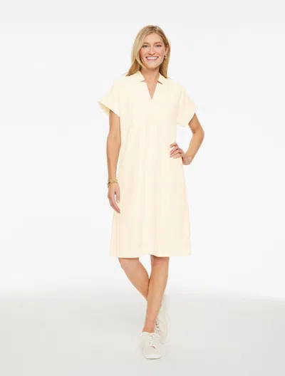 Talbots Petite - Extended Shoulder Denim Shift Dress - Ivory - Small  In White