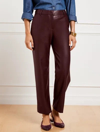 Talbots Petite - Faux Leather Straight Ankle Pants - Rich Burgundy - 16