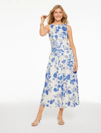 Talbots Petite - Fit & Flare Dress - Shadow Floral - Vista Blue - 16