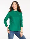 Talbots Petite - Fleece Mockneck Pullover Sweater - Lush Green - Large  In Green