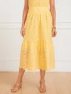 Talbots Petite - Floral Diamond Eyelet Flounce Skirt - Corn Silk - Xl