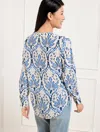 Talbots Petite - Floral Medallion Top - C10 Ta Ivory + Blue T Sp2 - Small
