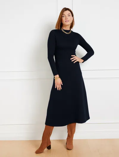 Talbots Petite - Geo Texture Mockneck Dress - Indigo - 12