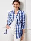 Talbots Petite - Gingham Blazer - Blueberry Hill/white - 10  In Blueberry Hill,white