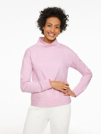 Talbots Petite - Jacquard Cowl-neck Pullover Sweater - Heart Dot - Pink Dogwood/ivory - Small  In Multi