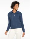 Talbots Petite - Johnny Collar Pullover Sweater - Lazulite Heather - Xl  In Blue