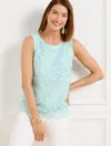 Talbots Petite - Lace Front Sleeveless Shell Top - Blue Ice - Xl