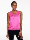 Talbots Petite - Lace Trim Satin Camisole - Violet Rose - Medium  In Purple