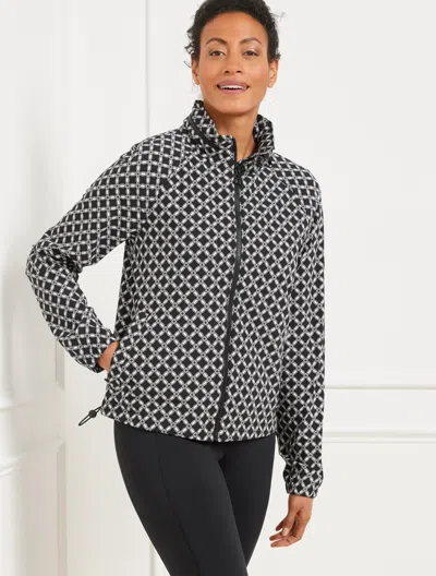 Talbots Petite - Lightweight Woven Stretch Bomber Jacket - Sunny Tiles - Black/white - Xl  In Black,white