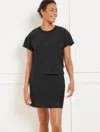 Talbots Petite - Lightweight Woven Stretch Crewneck T-shirt - Laser Cut - Black - Large  In Black