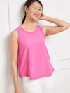 Talbots Petite - Lightweight Woven Stretch Sleeveless Tank Top - Super Pink - Large  In Super Pink