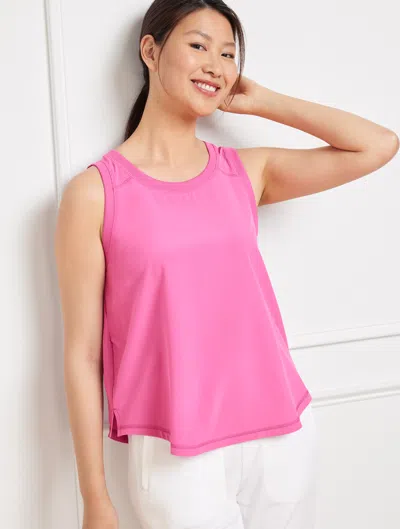 Talbots Petite - Lightweight Woven Stretch Sleeveless Tank Top - Super Pink - Large