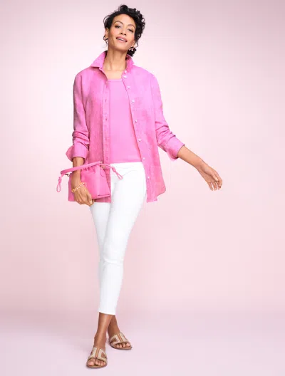 Talbots Linen Boyfriend Shirt - Cross Dye - Aqua - 3x