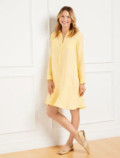 Talbots Petite - Linen Shirtdress - Corn Silk/white - Medium  In Corn Silk,white