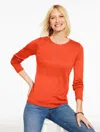 Talbots Petite - Long Sleeve Crewneck T-shirt - Autumn Orange - Medium