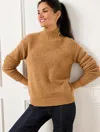 Talbots Petite - Loop Stitch Button Mockneck Sweater - Cafe - Xl