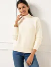 Talbots Petite - Loop Stitch Button Mockneck Sweater - Ivory - Xl  In Ivory