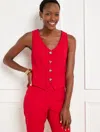 Talbots Petite - Luxe Double Cloth Vest - Red - 14  In Red