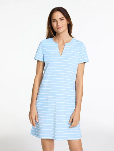 Talbots Petite - Luxe Jersey T-shirt Dress - Fanciful Stripe - Bluebell/white - Small