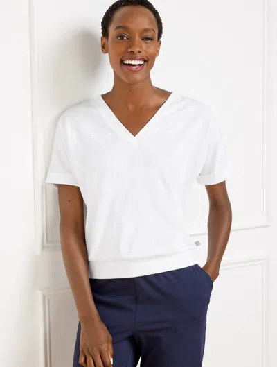 Talbots Petite - Luxe Jersey V-neck T-shirt - White - Xl