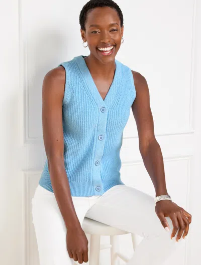 Talbots Petite - Marl Sweater Vest - Bluebell/white Marl - Xl  In Bluebell,white Marl