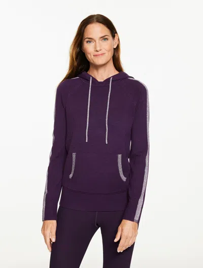 Talbots Petite - Metallic Hooded Sweater - Purple Garnet Heather - Xl
