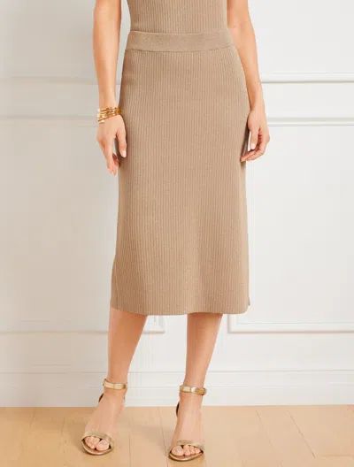 Talbots Misses - Metallic Ribbed Sweater Skirt - Rattan/gold - Xl  In Rattan,gold