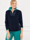 Talbots Petite - Microfleece Half-zip Pullover Sweater - Blue - Medium