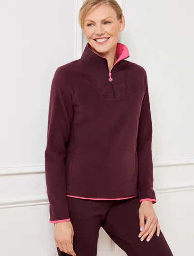 Talbots Petite - Microfleece Half-zip Pullover Sweater - Burgundy Berry - Xl