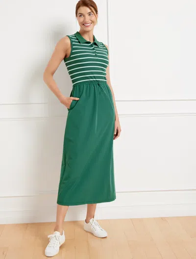 Talbots Misses - Mixed Media Polo Dress - Heritage Green - Xl