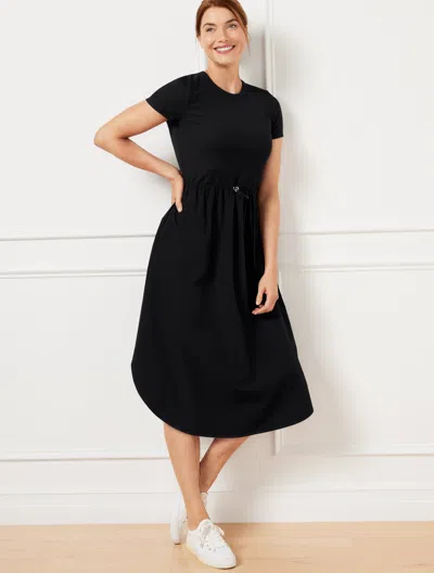 Talbots Petite - Mixed Media Short Sleeve Dress - Black - Medium