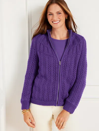 Talbots Mixed Stitch Cardigan Sweater - Purple Majesty - 3x