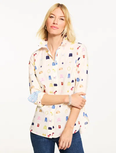 Talbots Petite - Modern Classic Shirt - Fashion Icons - Ivory - Xl - 100% Cotton  In Multi